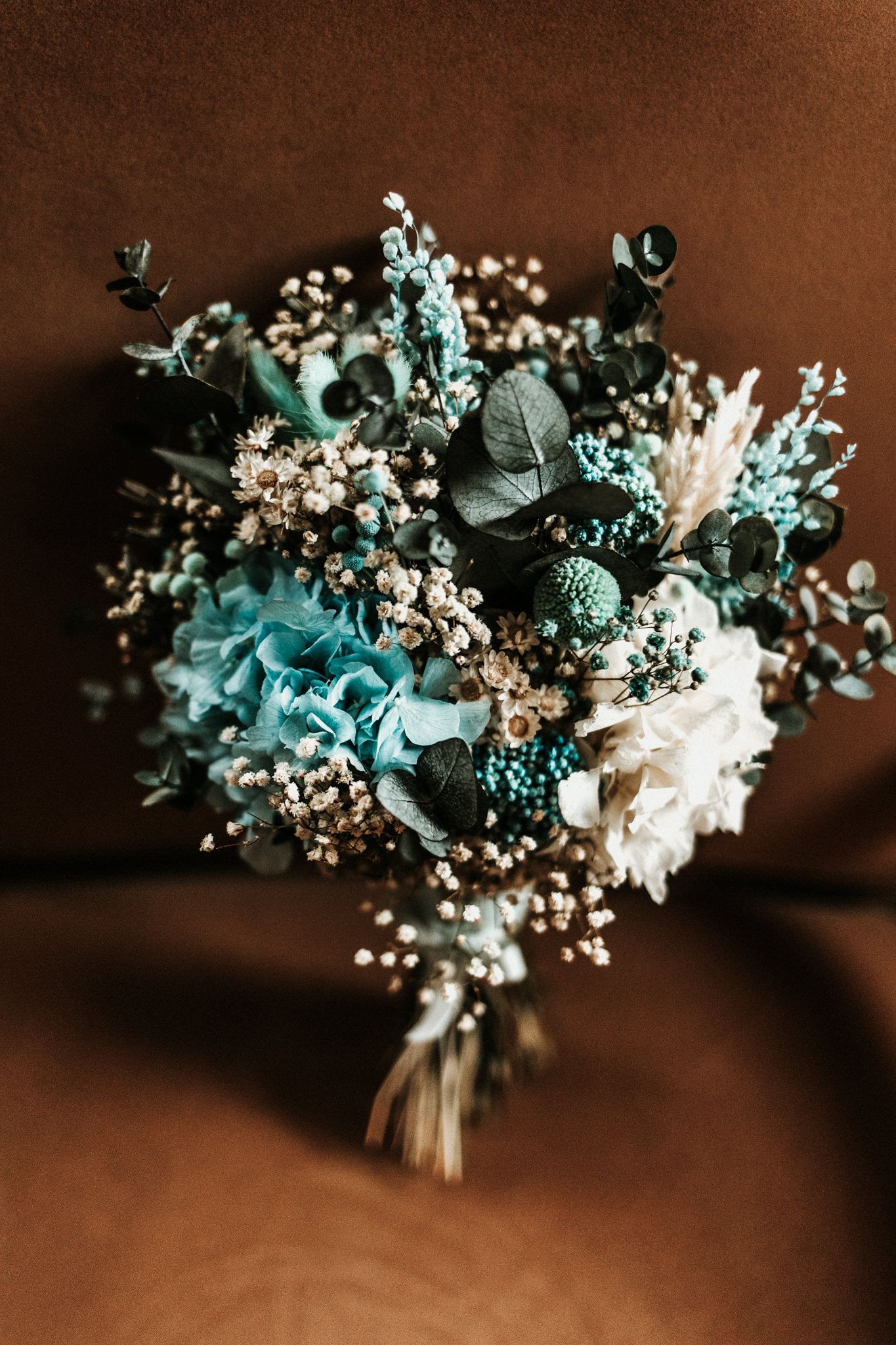 La novia del bouquet en tonos azules 1