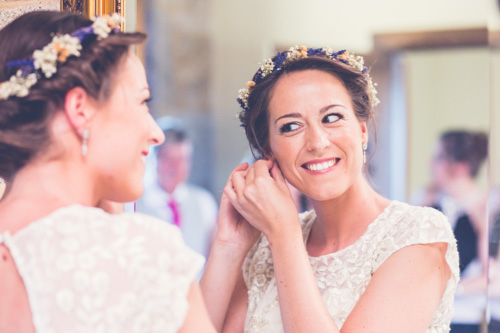 Ramo de novia con flores preservadas y base de eucalipto