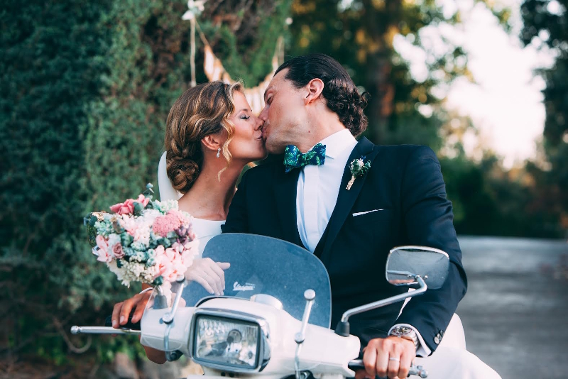 Ramo de novia con gardenia, hortensias y eucalipto