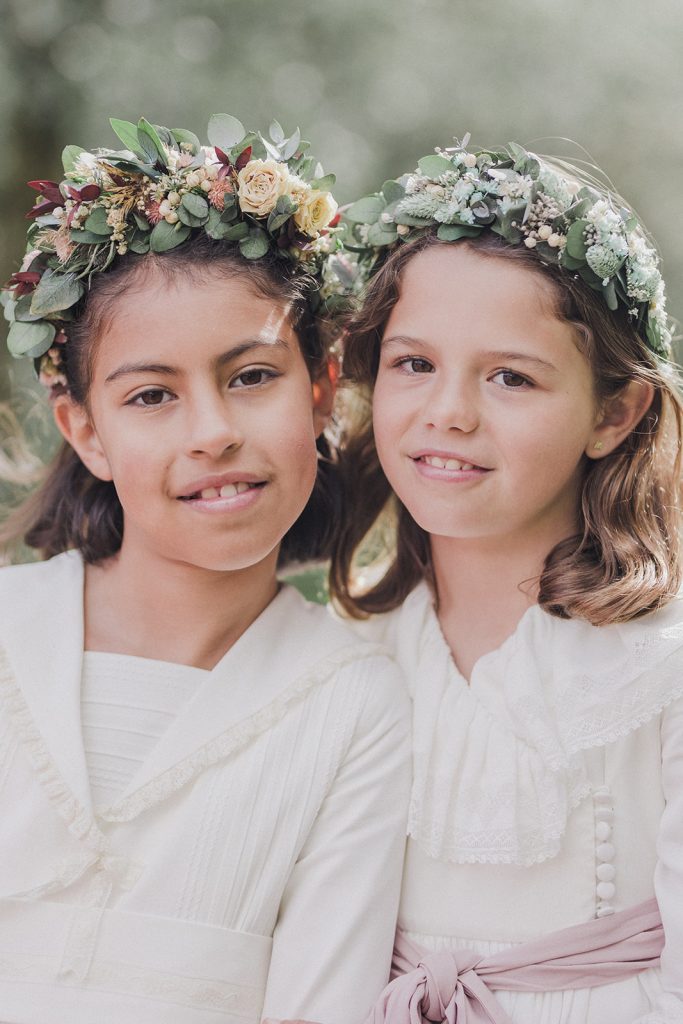 Corona de niña comunión de flores preservadas