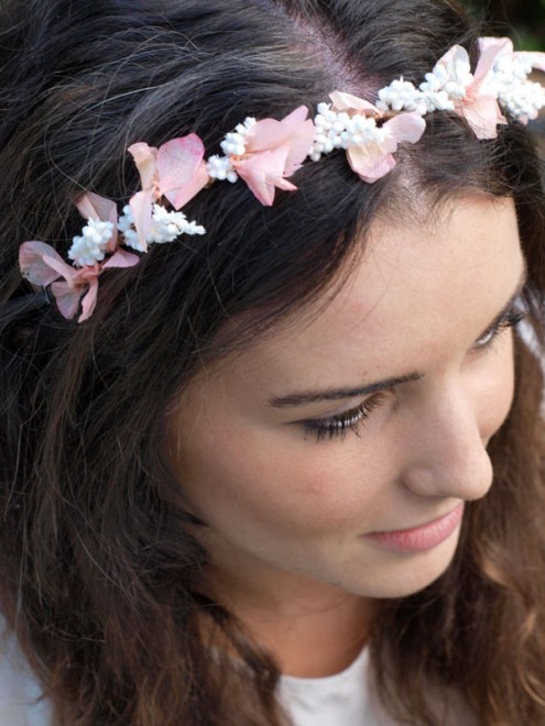 Diadema de hortensias