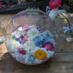 Flores en una pecera