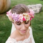 corona de flores con hortensias