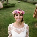 corona de flores con hortensias