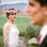 corona de flores con hortensias