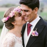 corona de flores con hortensias