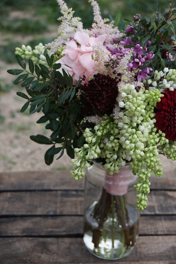 Ramo de lilas con minigerbera