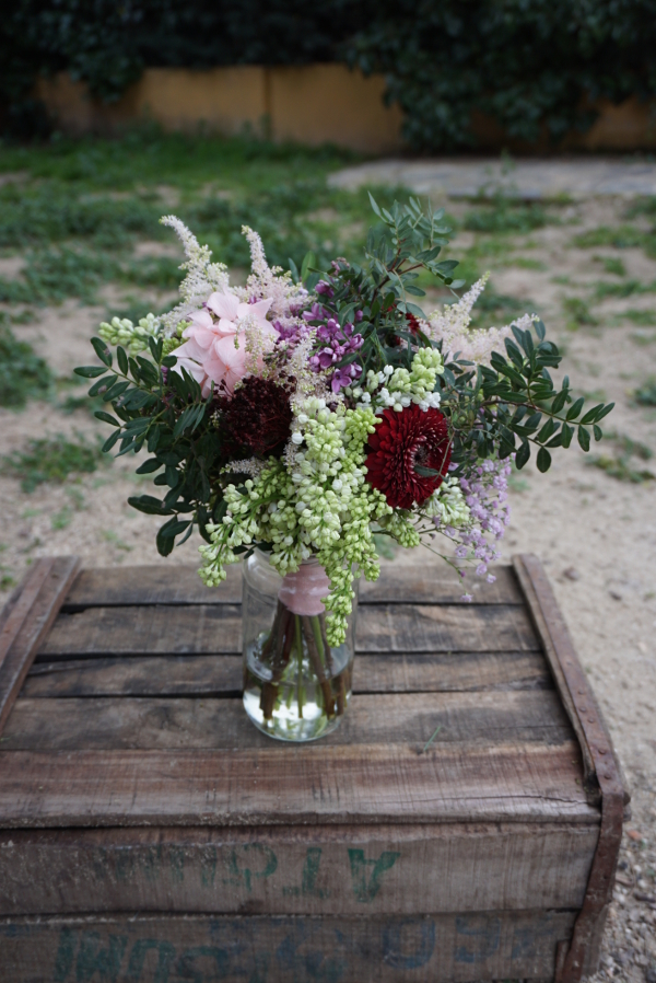 Ramo de lilas con minigerbera