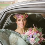 ramo de novia con eucalipto, estatice, rosas, ....